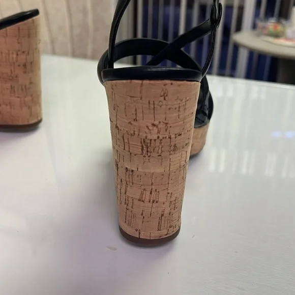 Black Strappy Wedge Sandals - Picture 4 of 5